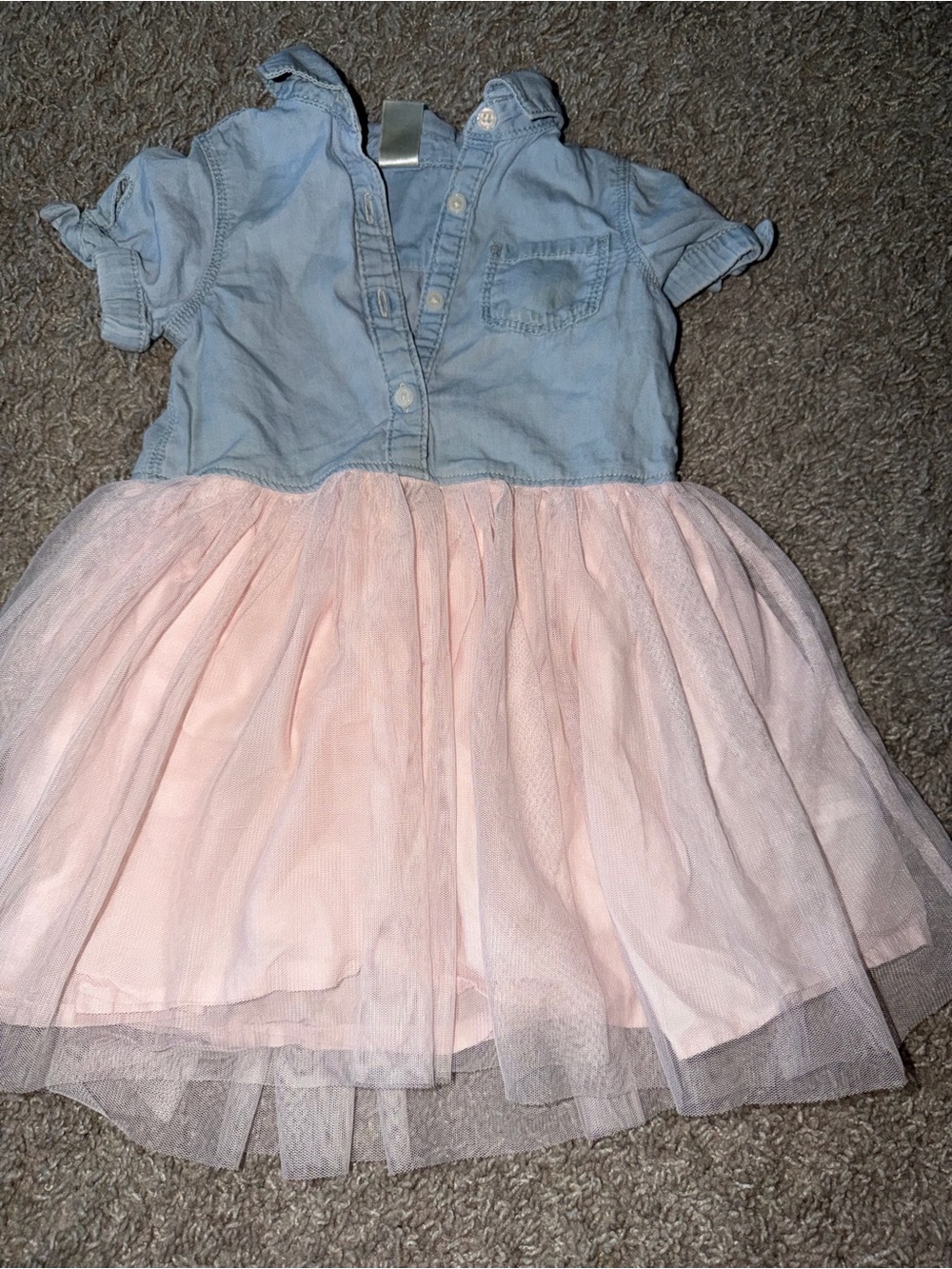 Carter's Light Denim Top with Pale Pink Tulle Skirt Dress